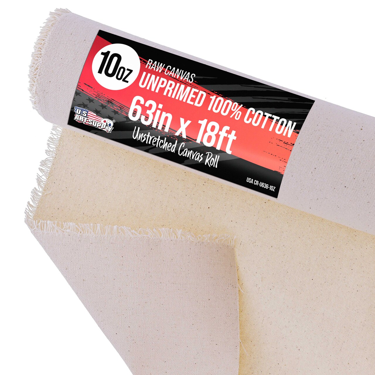 U.S. Art Supply 10-Ounce Unprimed Canvas Roll, 63" Wide x 18' Long (6 Yards) - 100% Cotton, Woven, Acid-Free - Unstretched Canvas Rolls for Painting, Murals, & DIY Crafts